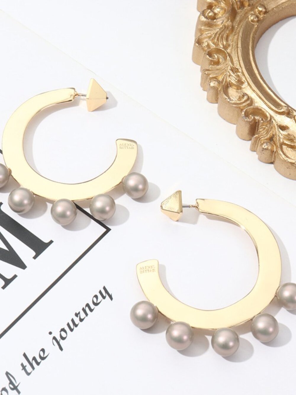 Alexis Bittar Large Pearl C-Hoop Earrings